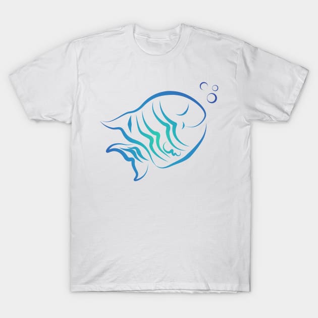 cute blue fish doddle T-Shirt by Hispaniola-Fineart